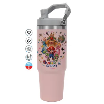 Mario Galaxy, ΡΟΖ χρώματος Θερμός Ανοξείδωτο 890ml (30oz) με χερούλι