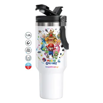 Mario Galaxy, Mega Stainless steel Tumbler with lid, double wall 1,2L
