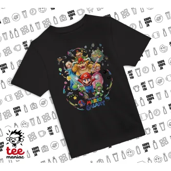Mario Galaxy, Άνετο παιδικό T-Shirt ΜΑΥΡΟ από 100% βαμβάκι, για κάθε μέρα. Vegan & OEKO-TEX πιστοποιημένο.