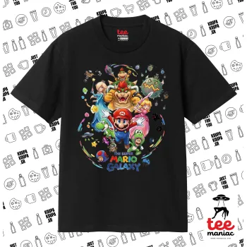 Mario Galaxy, Κλασικό T-Shirt, διπλής ραφής, χωρίς πλευρικές ραφές ΜΑΥΡΟ από 100% βαμβάκι. Vegan & OEKO-TEX πιστοποιημένο.