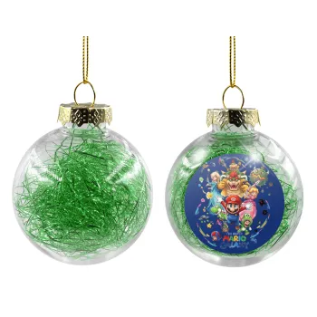 Mario Galaxy, Transparent Christmas tree ball ornament with green filling 8cm