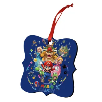 Mario Galaxy, Christmas ornament polygon wooden 7.5cm