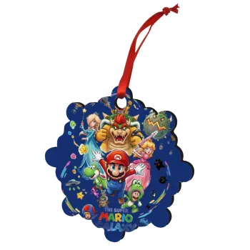 Mario Galaxy, Christmas ornament snowflake wooden 7.5cm