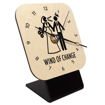 Couple Wind of Change, Quartz Table clock in natural wood (10cm)