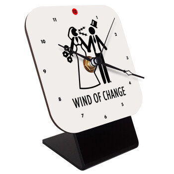 Couple Wind of Change, Quartz Wooden table clock with hands (10cm)