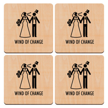Couple Wind of Change, ΣΕΤ x4 Σουβέρ ξύλινα τετράγωνα plywood (9cm)