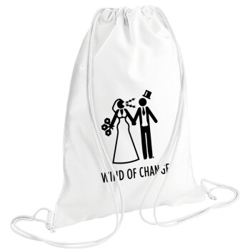 Couple Wind of Change, Τσάντα πλάτης πουγκί GYMBAG λευκή (28x40cm)