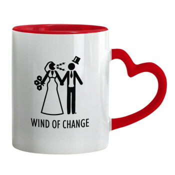 Couple Wind of Change, Mug heart red handle, ceramic, 330ml