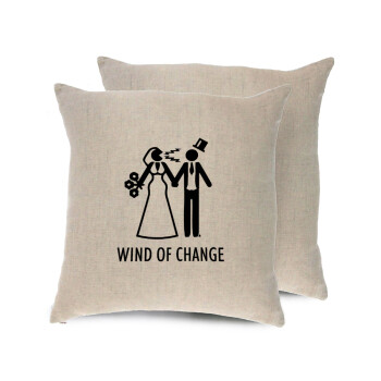 Couple Wind of Change, Μαξιλάρι καναπέ ΛΙΝΟ 40x40cm περιέχεται το  γέμισμα