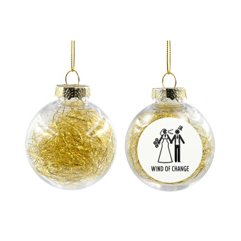 Couple Wind of Change, Χριστουγεννιάτικη μπάλα δένδρου διάφανη με χρυσό γέμισμα 8cm