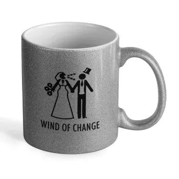 Couple Wind of Change, Κούπα Ασημένια Glitter που γυαλίζει, κεραμική, 330ml