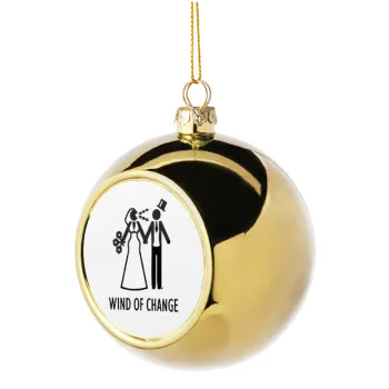 Couple Wind of Change, Golden Christmas tree ball ornament 8cm