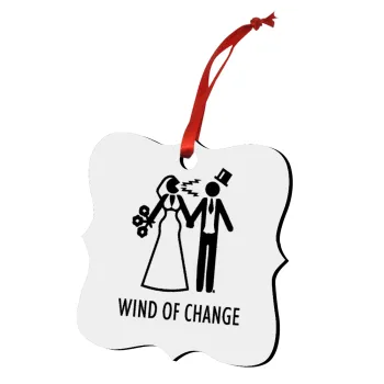 Couple Wind of Change, Christmas ornament polygon wooden 7.5cm