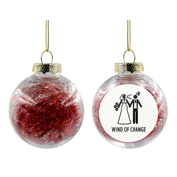Couple Wind of Change, Transparent Christmas tree ball ornament with red filling 8cm