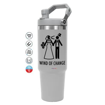 Couple Wind of Change, GREY color, 890ml (30oz) stainless Steel Tumbler with Handle