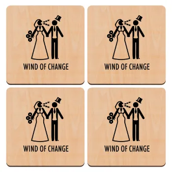 Couple Wind of Change, ΣΕΤ x4 Σουβέρ ξύλινα τετράγωνα plywood (9cm)