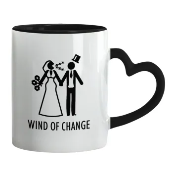Couple Wind of Change, Mug heart black handle, ceramic, 330ml