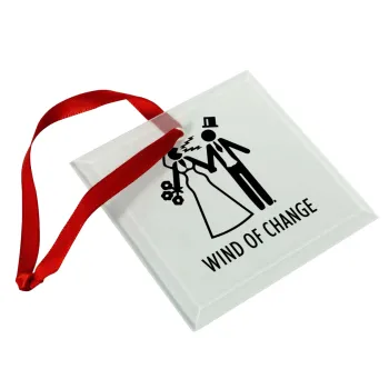 Couple Wind of Change, Christmas ornament, glass square ornament 9x9cm