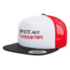 Adult Foam Flat Snapback with Mesh Black-White-Red (POLYESTER, ADULT, UNISEX, ONE SIZE)