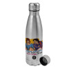 Metallic water bottle, stainless steel, 750ml