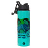 Metallic water bottle with safety lid, 850ml aluminum
