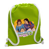 Backpack bag GYMBAG LIME GREEN, with pocket (40x48cm) & thick cords