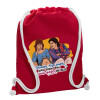 Backpack pouch GYMBAG Red, with pocket (40x48cm) & thick cords