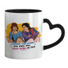 Mug heart black handle, ceramic, 330ml