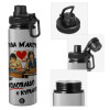 Metallic water bottle with safety cap, 850ml aluminum