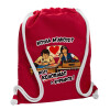 Τσάντα πλάτης πουγκί GYMBAG Κόκκινη, με τσέπη (40x48cm) & χονδρά κορδόνια