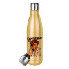 Μεταλλικό παγούρι θερμός Glitter χρυσό (Stainless steel), διπλού τοιχώματος, 500ml
