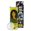 Neon Yellow Travel Tumbler θερμό, μεταλλικό καλαμάκι(Ανωξείδωτο 304 Food grade, BPA free, 600ml)
