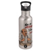 Water bottle Silver with straw, stainless steel 600ml
