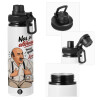 Metal water bottle with safety cap, aluminum 850ml