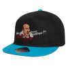 Child's Flat Snapback Hat, Black/Blue (100% COTTON, CHILD, UNISEX, ONE SIZE)