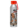 Aluminum Sports Bottle 650ml – Silver with Red Cap and Silicone Strap
