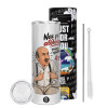 Tumbler ποτήρι θερμό από ανοξείδωτο ατσάλι 600ml, με μεταλλικό καλαμάκι & βούρτσα καθαρισμού