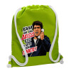Τσάντα πλάτης πουγκί GYMBAG LIME GREEN, με τσέπη (40x48cm) & χονδρά κορδόνια