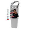 ΓΚΡΙ Travel Tumbler Θερμός με χερούλι και καλαμάκι 890ml
