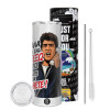 Tumbler ποτήρι θερμό από ανοξείδωτο ατσάλι 600ml, με μεταλλικό καλαμάκι & βούρτσα καθαρισμού