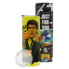 Neon Yellow Travel Tumbler θερμό, μεταλλικό καλαμάκι(Ανωξείδωτο 304 Food grade, BPA free, 600ml)