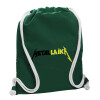 Τσάντα πλάτης πουγκί GYMBAG BOTTLE GREEN, με τσέπη (40x48cm) & χονδρά λευκά κορδόνια