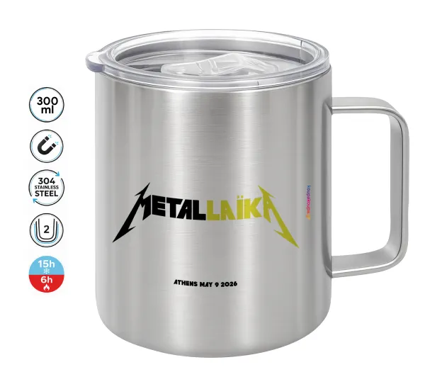 Metallaika — Double-walled stainless steel mug 300ml with temperature-retaining lid