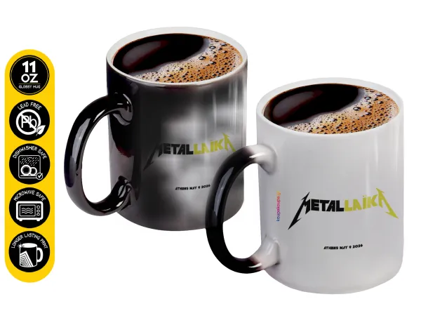 Metallaika — Color changing magic Mug, ceramic, 330ml when adding hot liquid inside, the black colour desappears (1 pcs)