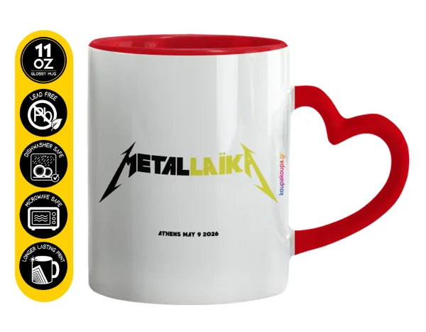 Metallaika — Mug heart red handle, ceramic, 330ml