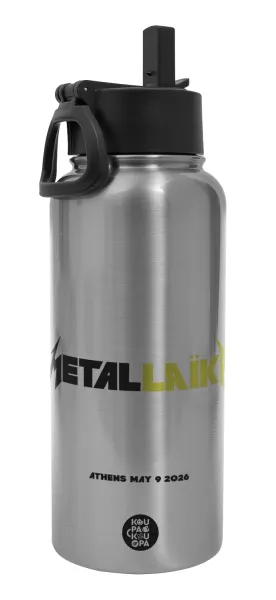 Metallaika — Metal mug thermo Silver with Straw and Spout Lid (Stainless steel), double wall, 950ml