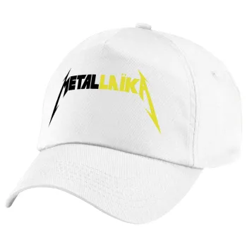 Metallaika, Πεντάφυλλο καπέλο Λευκό, 100% Βαμβακερό (Twill), με ρύθμιση, unisex