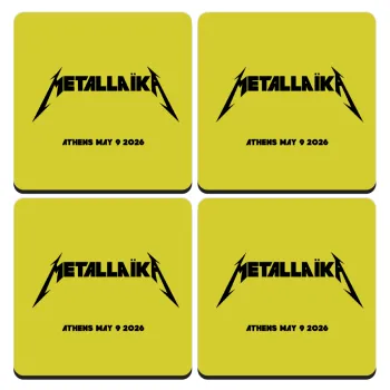 Metallaika, ΣΕΤ 4 Σουβέρ ξύλινα τετράγωνα (9cm)