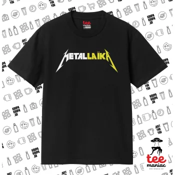 Metallaika, ΜΑΥΡΟ Κλασικό T-Shirt, διπλής ραφής, χωρίς πλευρικές ραφές από 100% βαμβάκι. Vegan & OEKO-TEX πιστοποιημένο.