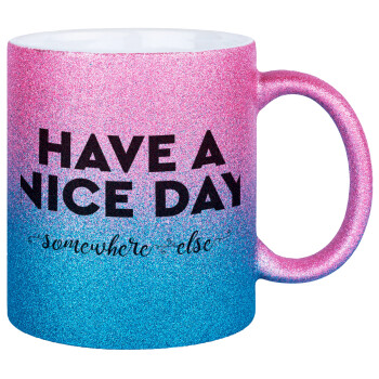 Have a nice day somewhere else, Κούπα Χρυσή/Μπλε Glitter, κεραμική, 330ml